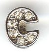 1 9mm Silver Slider with Rhinestones - Letter "C"